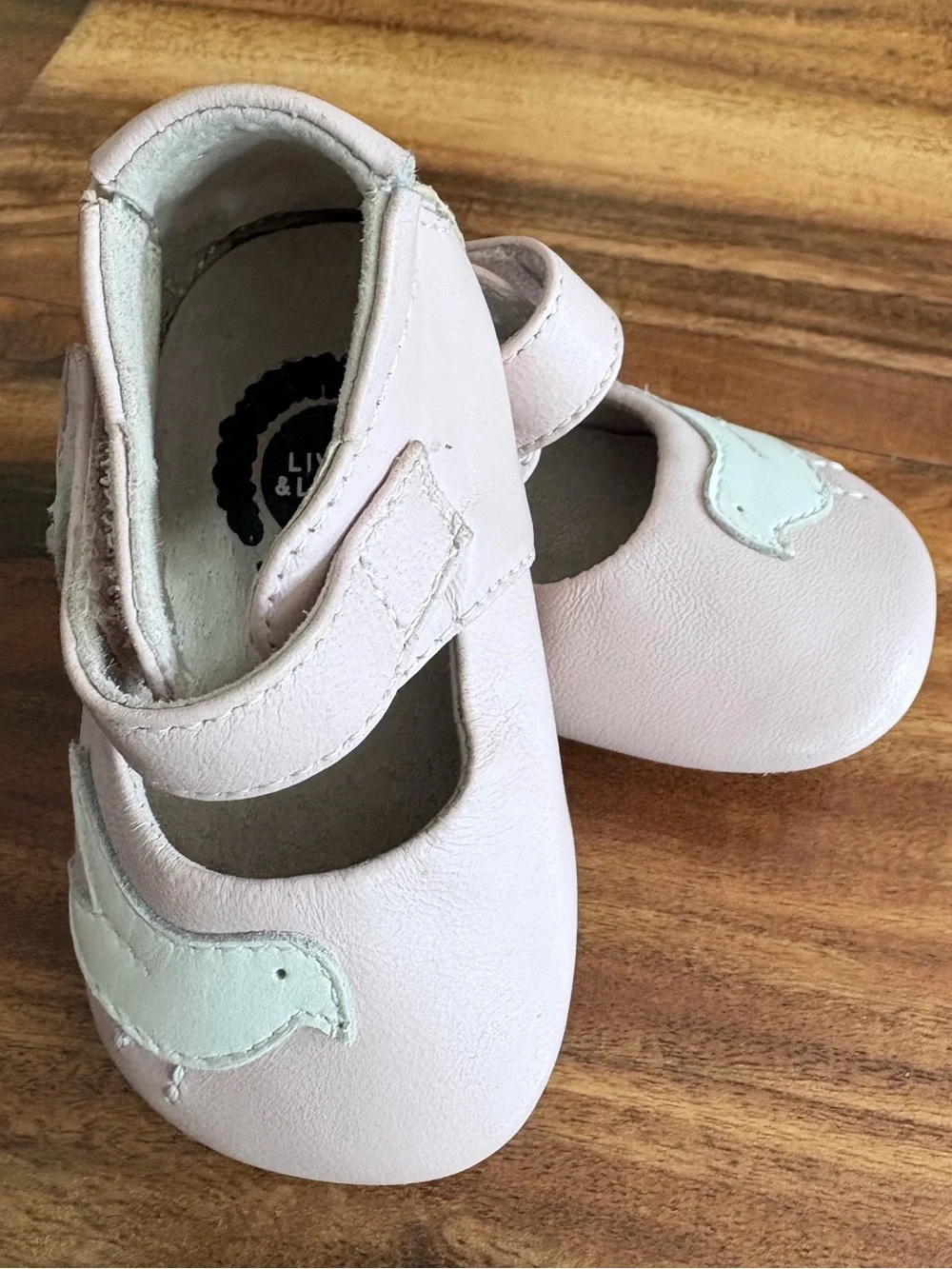 Live & Luca Baby Girl Pink Leather Pio Bird Peacock Crib Shoes Size 0 6 12 Month
